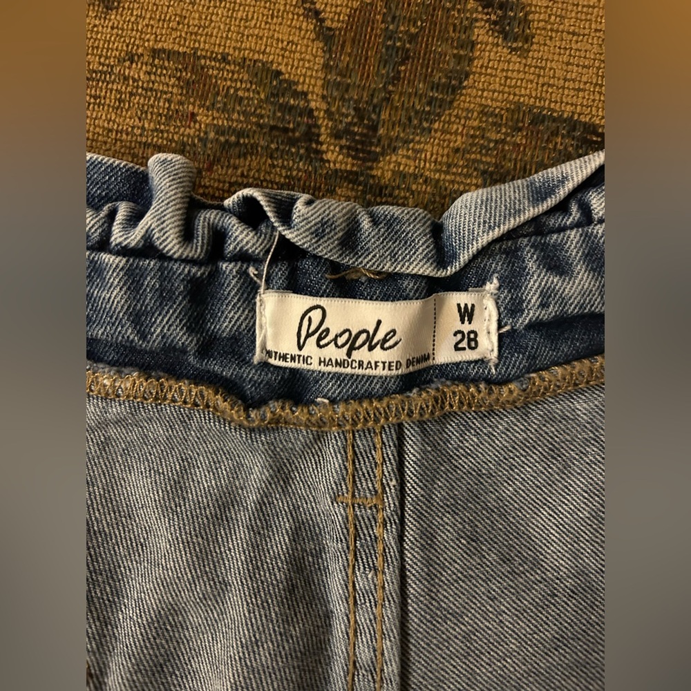 People pleated High Rise Blue Acid Wash Wide-Leg Jeans Size 28 - Picture 12 of 13